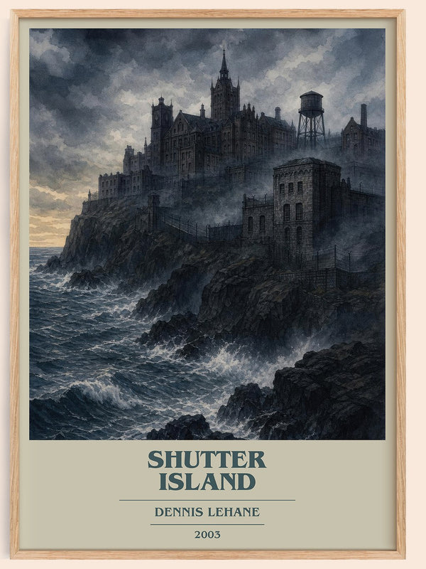 Shutter Island book cover book poster by Dennis Lehane – framed literary art print