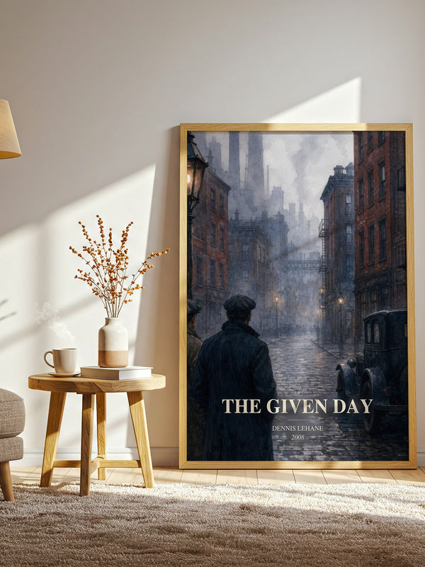 The Given Day watercolour print in frame leaning in hallway – historical fiction wall art