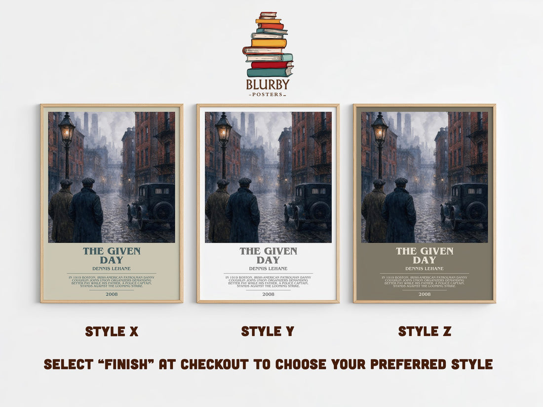 The Given Day bookish print in frame leaning in hallway – historical fiction wall art (mockup)
