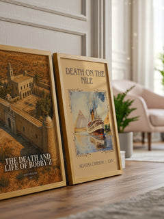 The Death and Life of Bobby Z watercolour print framed by window – literary home decor