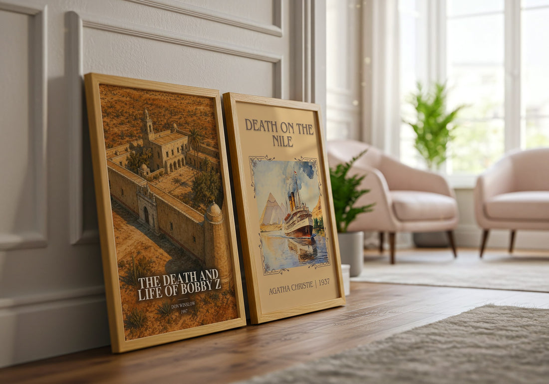 The Death and Life of Bobby Z watercolour print framed by window – literary home decor