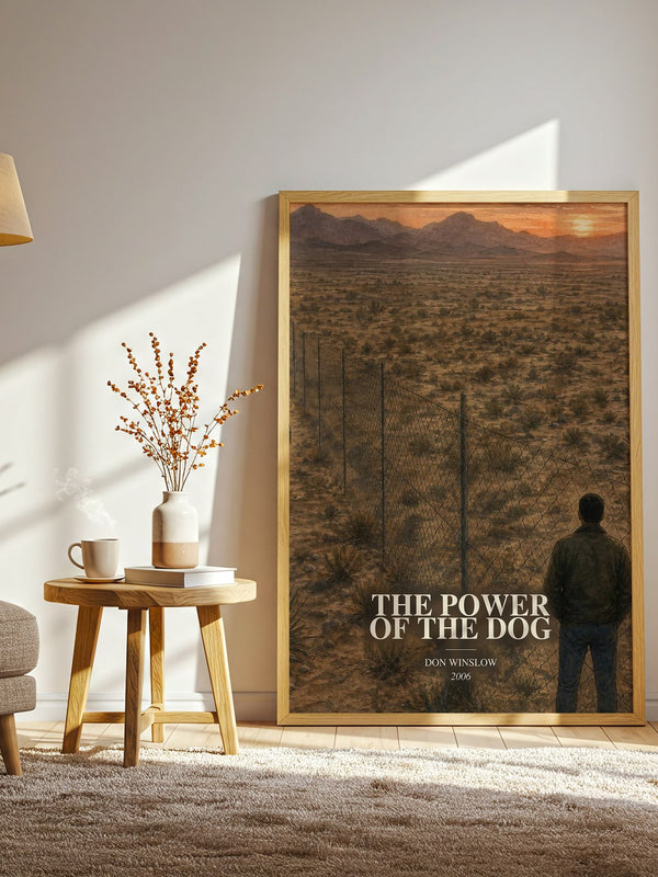 The Power of the Dog watercolour print in frame leaning in hallway – crime wall art