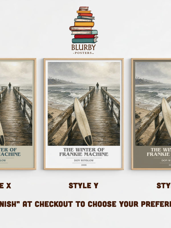 The Winter of Frankie Machine book cover print in frame leaning in hallway – crime wall art