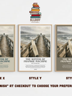 The Winter of Frankie Machine bookish print in frame leaning in hallway – crime wall art