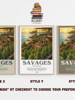 Savages bookish print in frame leaning in hallway – crime wall art