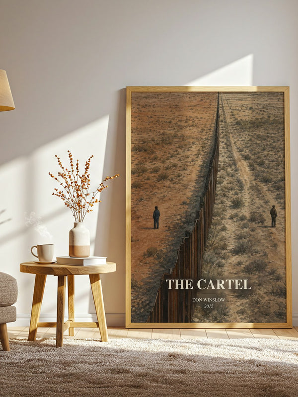 The Cartel watercolour print in frame leaning in hallway – crime wall art