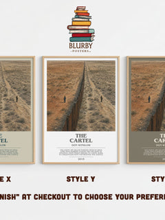 The Cartel bookish print in frame leaning in hallway – crime wall art