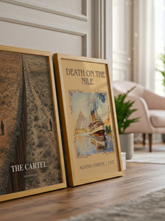 The Cartel watercolour print framed by window – literary home decor
