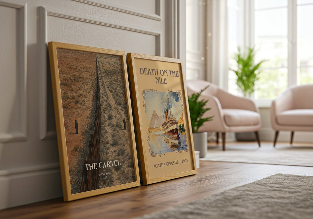 The Cartel watercolour print framed by window – literary home decor
