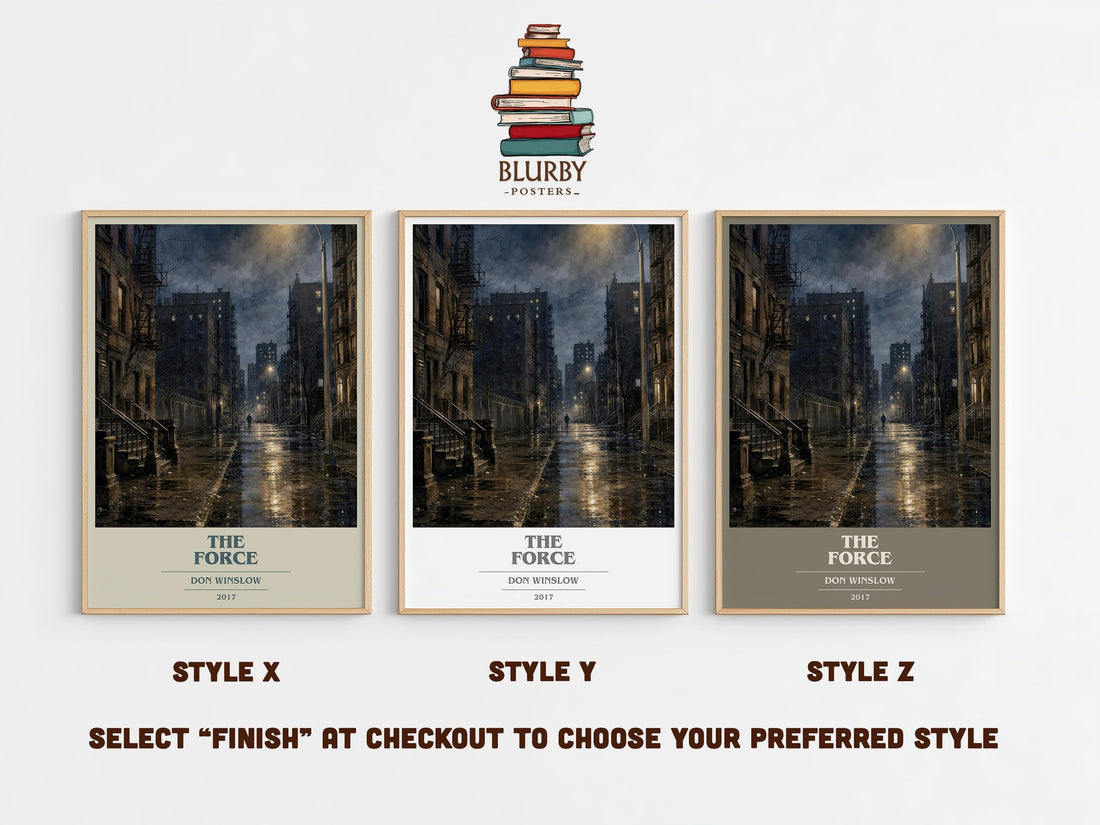 The Force book cover print in frame leaning in hallway – crime wall art (mockup)