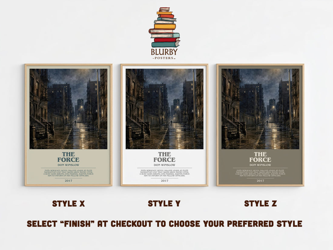 The Force bookish print in frame leaning in hallway – crime wall art (mockup)