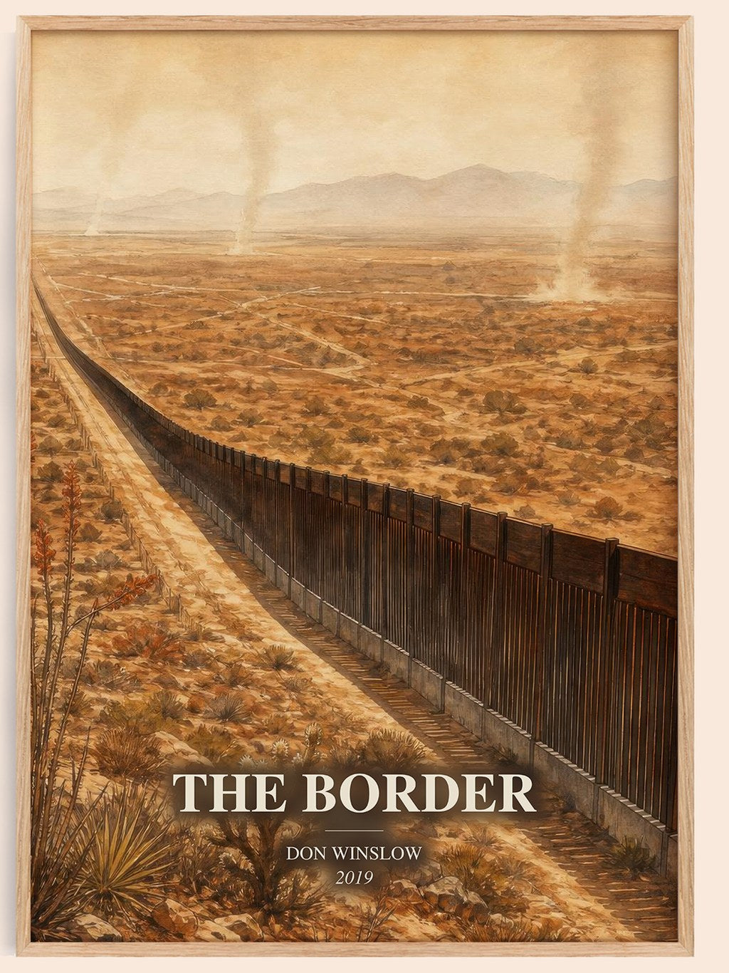 The Border watercolour book poster by Don Winslow – framed literary art print