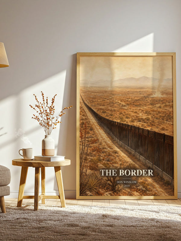 The Border watercolour print in frame leaning in hallway – crime wall art