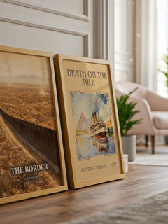 The Border watercolour print framed by window – literary home decor