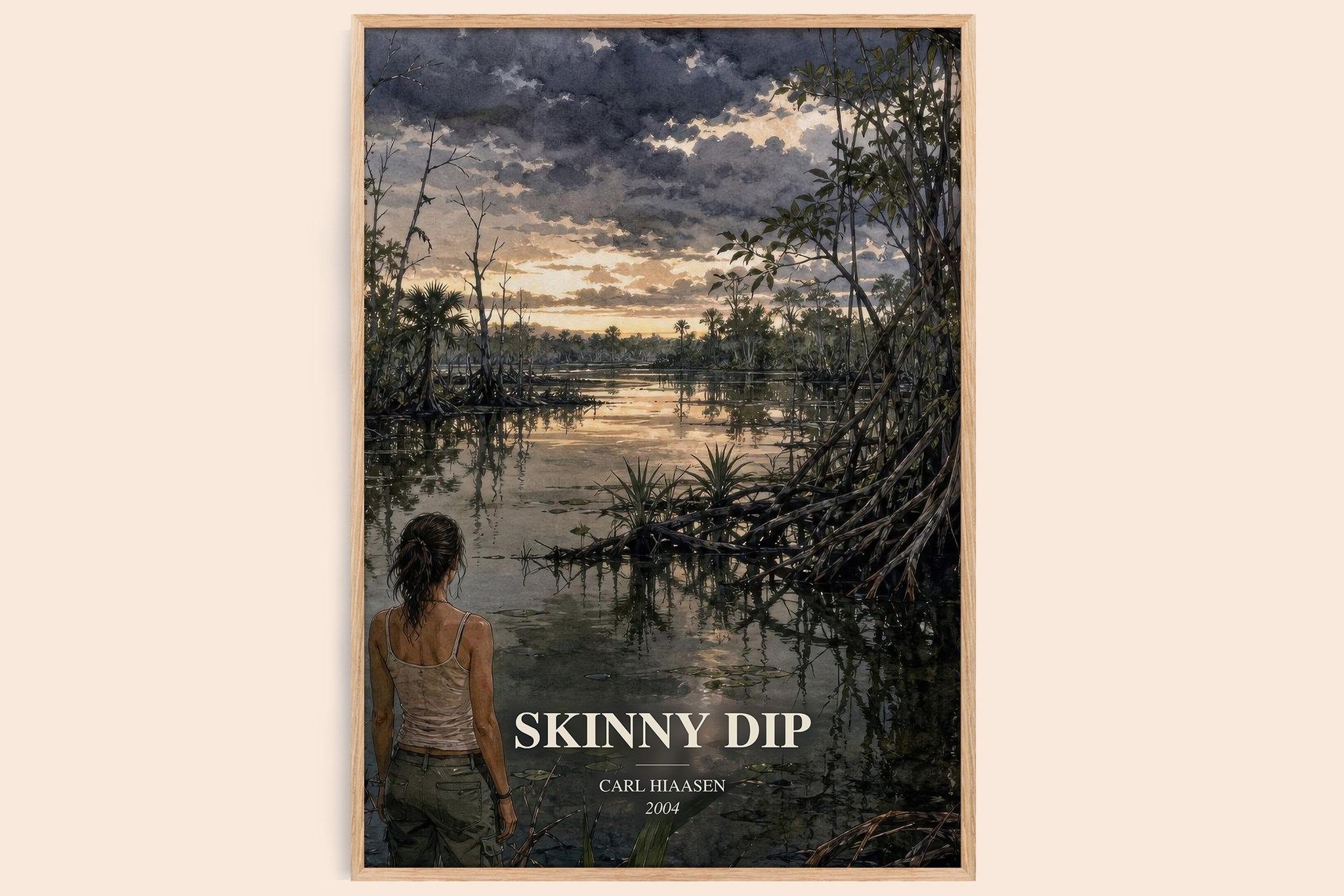 Skinny Dip Book Watercolour Illustration by Carl Hiaasen