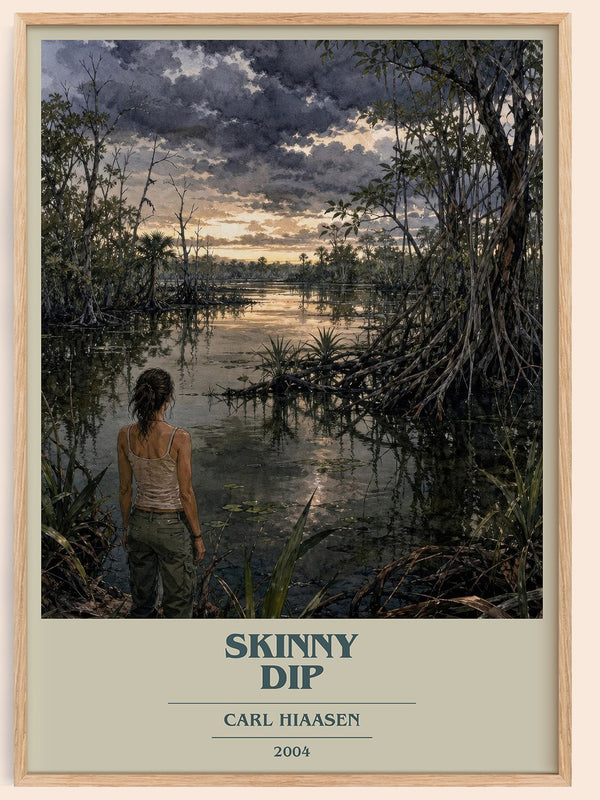 Skinny Dip book cover book poster by Carl Hiaasen – framed literary art print