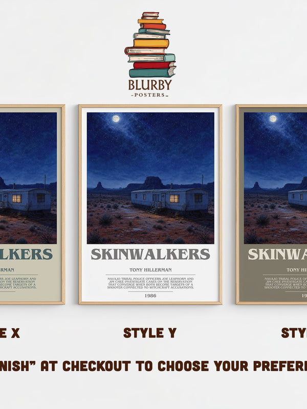 Skinwalkers bookish print in frame leaning in hallway – mystery wall art