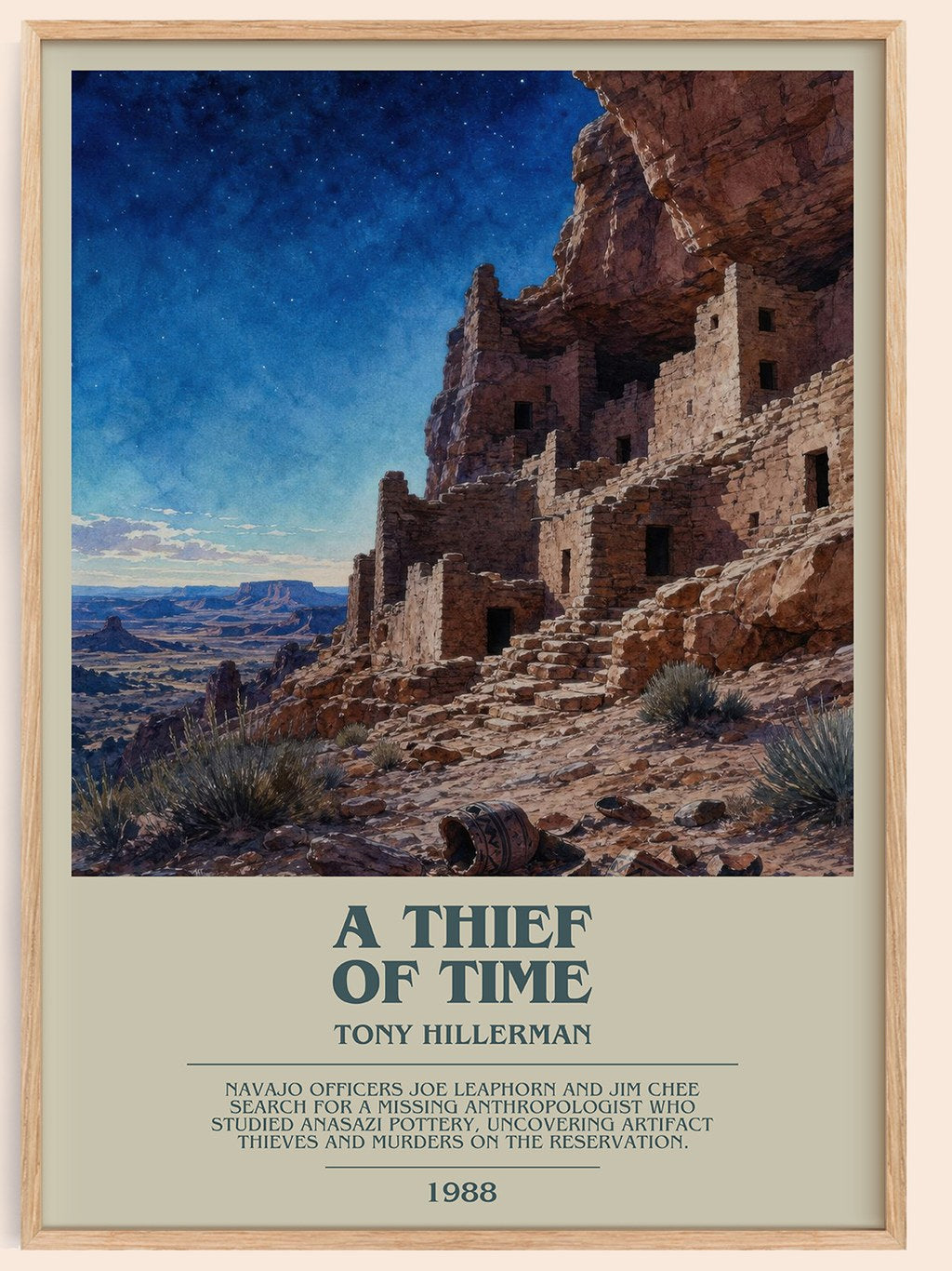 A Thief of Time bookish book poster by Tony Hillerman – framed literary art print