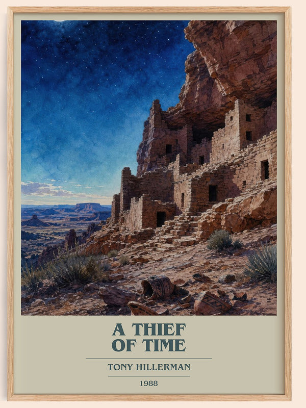A Thief of Time book cover book poster by Tony Hillerman – framed literary art print