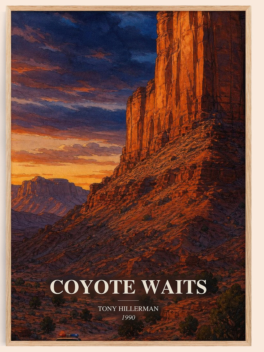 Coyote Waits watercolour book poster by Tony Hillerman – framed literary art print