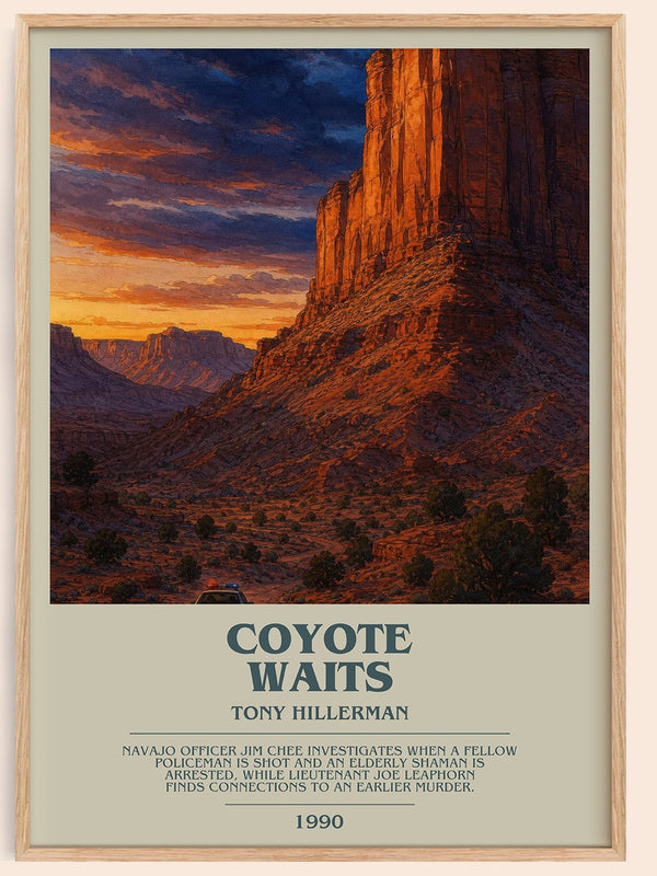 Coyote Waits bookish book poster by Tony Hillerman – framed literary art print