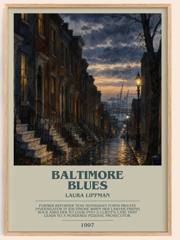 Baltimore Blues bookish book poster by Laura Lippman – framed literary art print