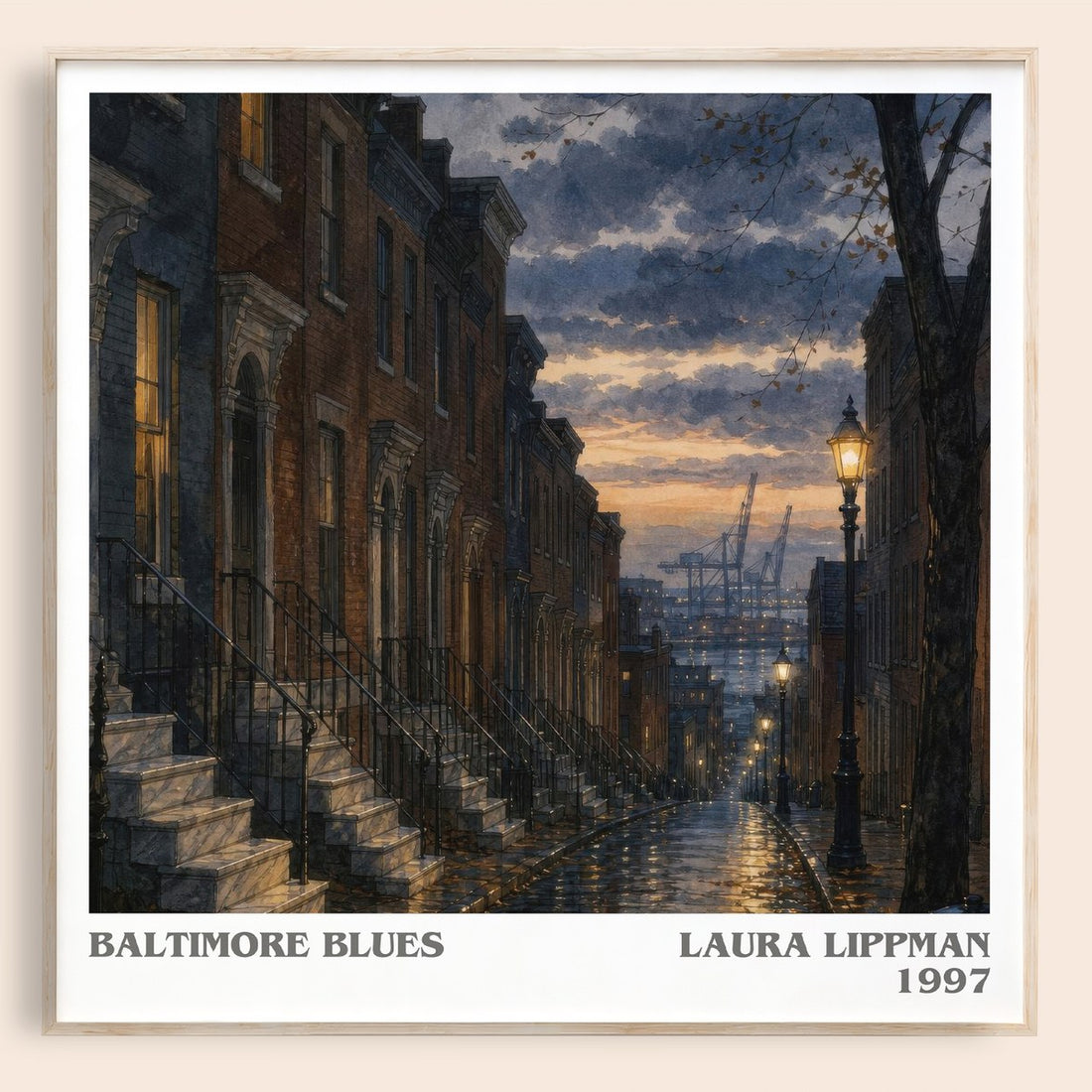 Baltimore Blues literary book poster by Laura Lippman – framed literary art print