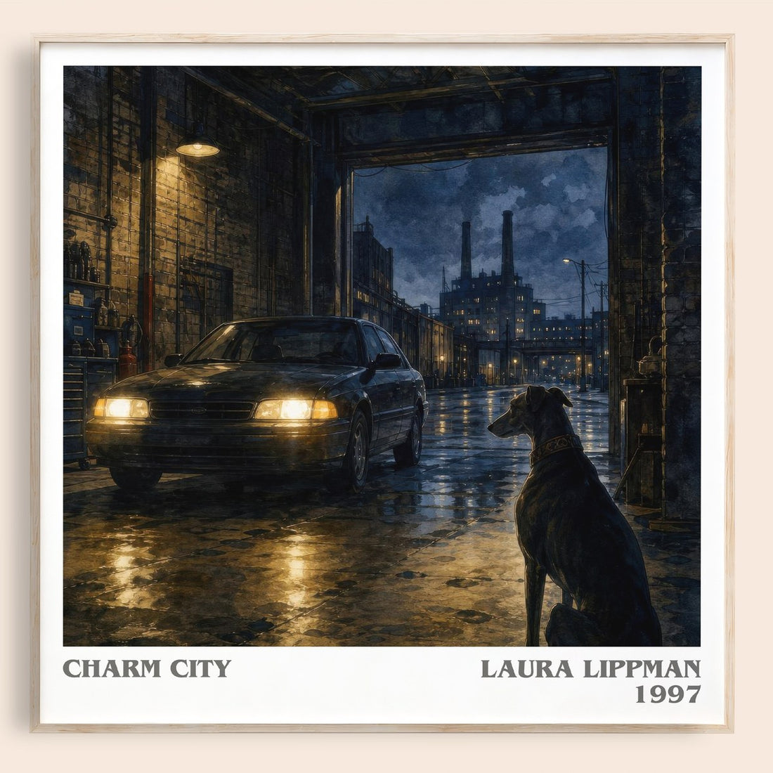 Charm City literary book poster by Laura Lippman – framed literary art print