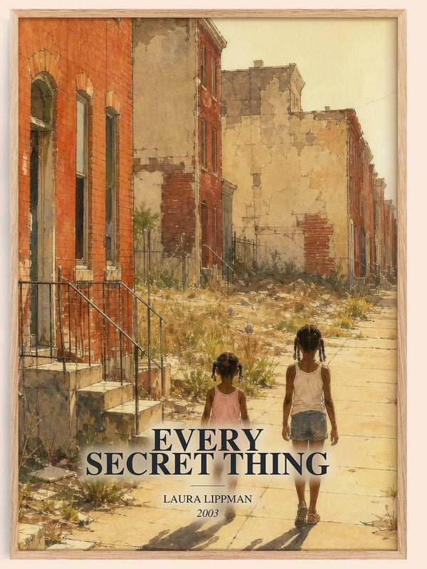 Every Secret Thing watercolour book poster by Laura Lippman – framed literary art print
