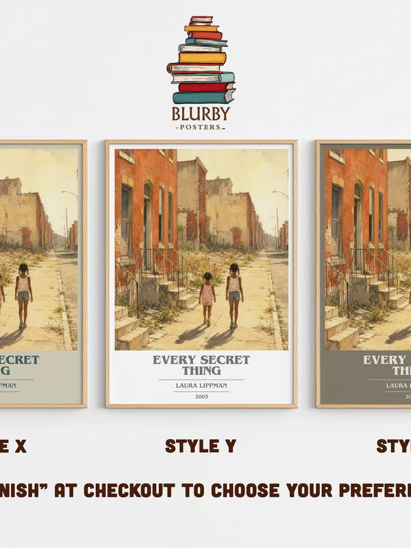 Every Secret Thing book cover print in frame leaning in hallway – crime wall art