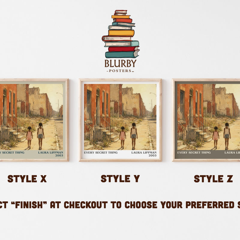 Every Secret Thing literary print in frame leaning in hallway – crime wall art