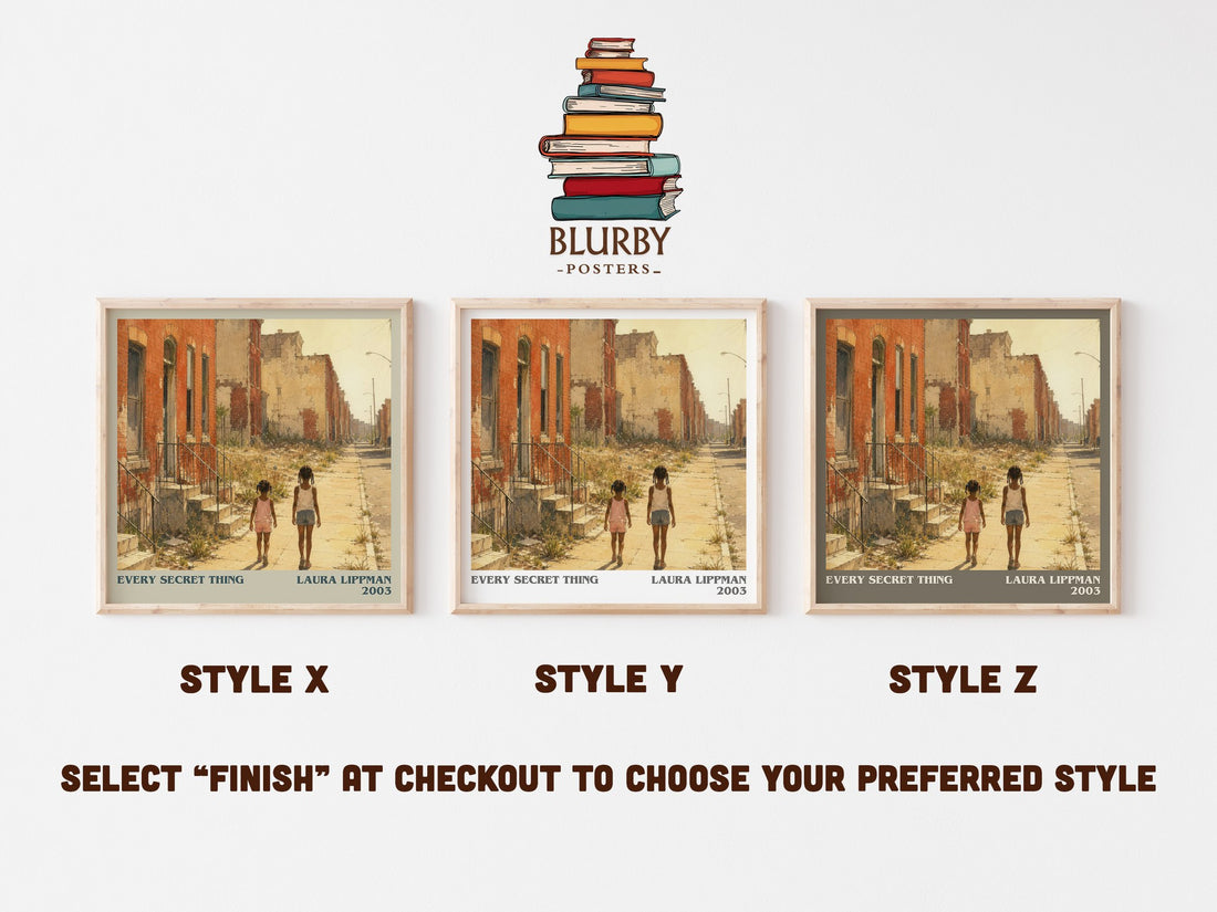 Every Secret Thing literary print in frame leaning in hallway – crime wall art (mockup)