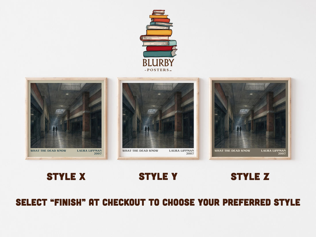 What the Dead Know literary print in frame leaning in hallway – mystery wall art (mockup)