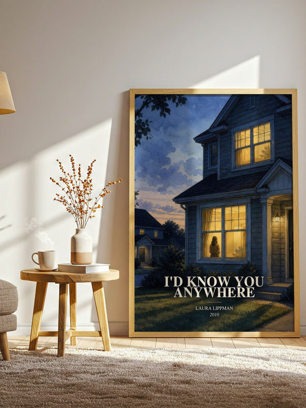 I'd Know You Anywhere watercolour print in frame leaning in hallway – thriller wall art