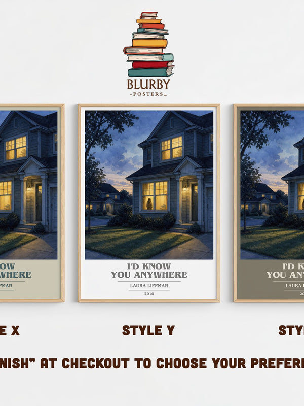 I'd Know You Anywhere book cover print in frame leaning in hallway – thriller wall art