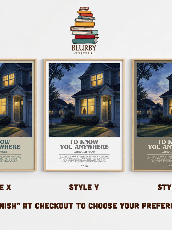 I'd Know You Anywhere bookish print in frame leaning in hallway – thriller wall art