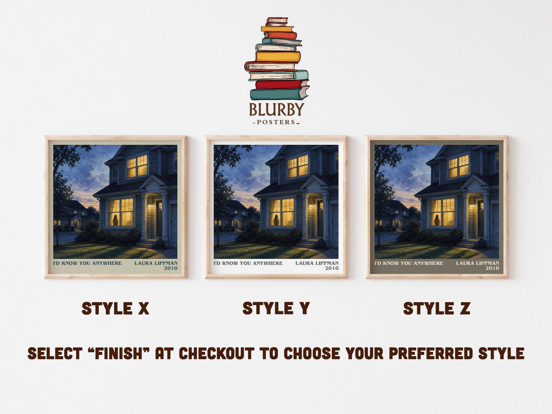 I'd Know You Anywhere literary print in frame leaning in hallway – thriller wall art (mockup)