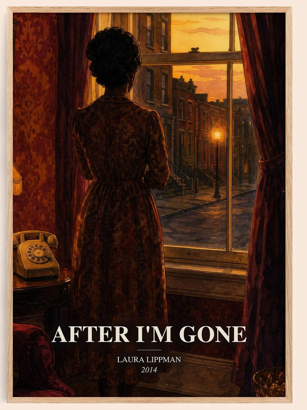 After I'm Gone watercolour book poster by Laura Lippman – framed literary art print