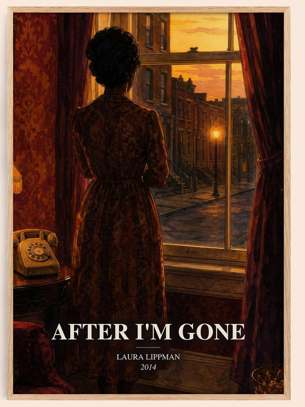 After I'm Gone watercolour book poster by Laura Lippman – framed literary art print