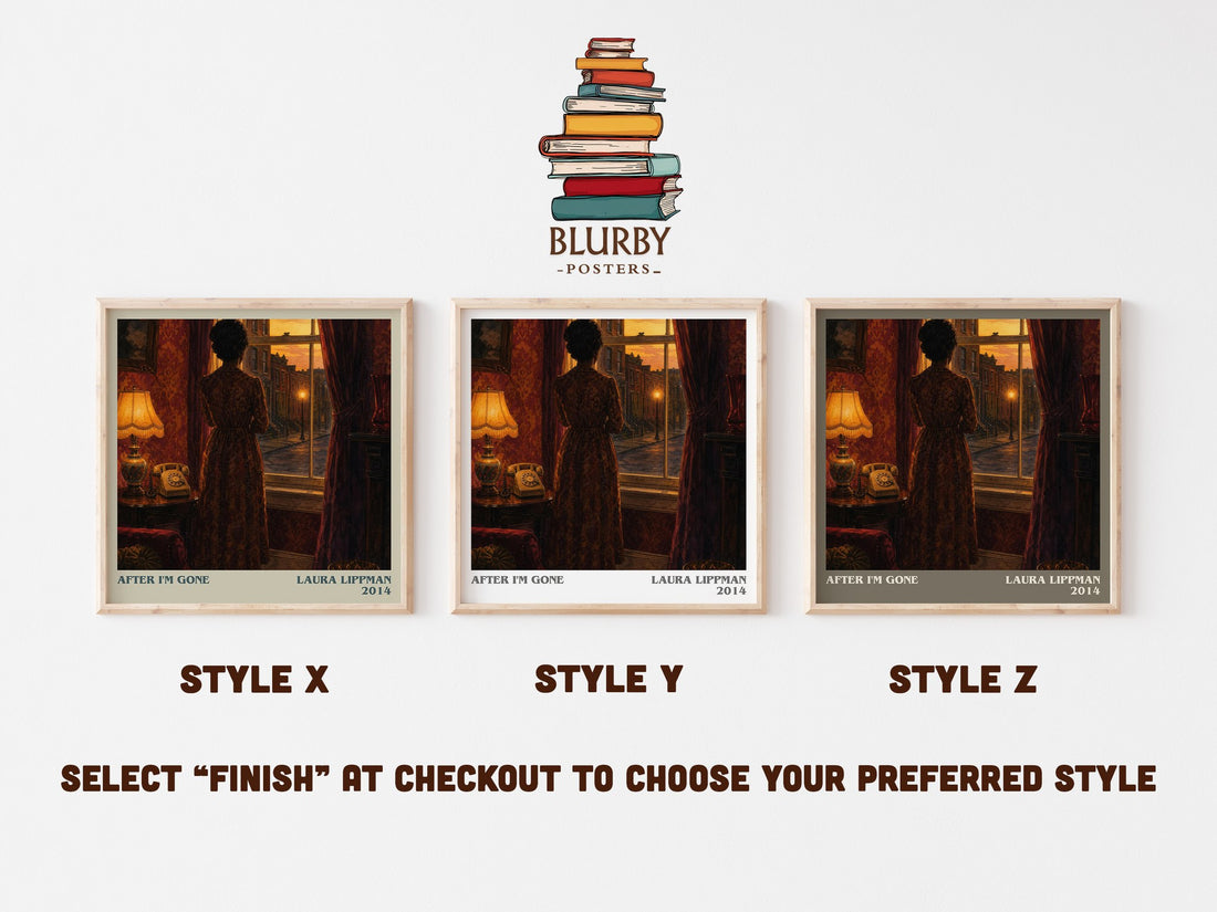 After I'm Gone literary print in frame leaning in hallway – crime wall art (mockup)
