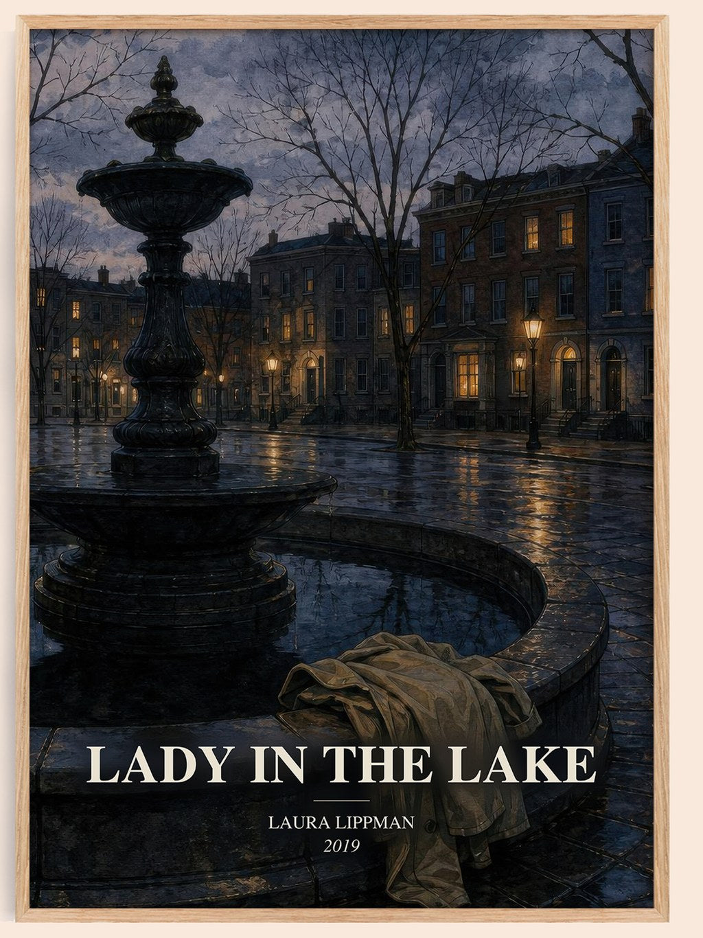 Lady in the Lake watercolour book poster by Laura Lippman – framed literary art print