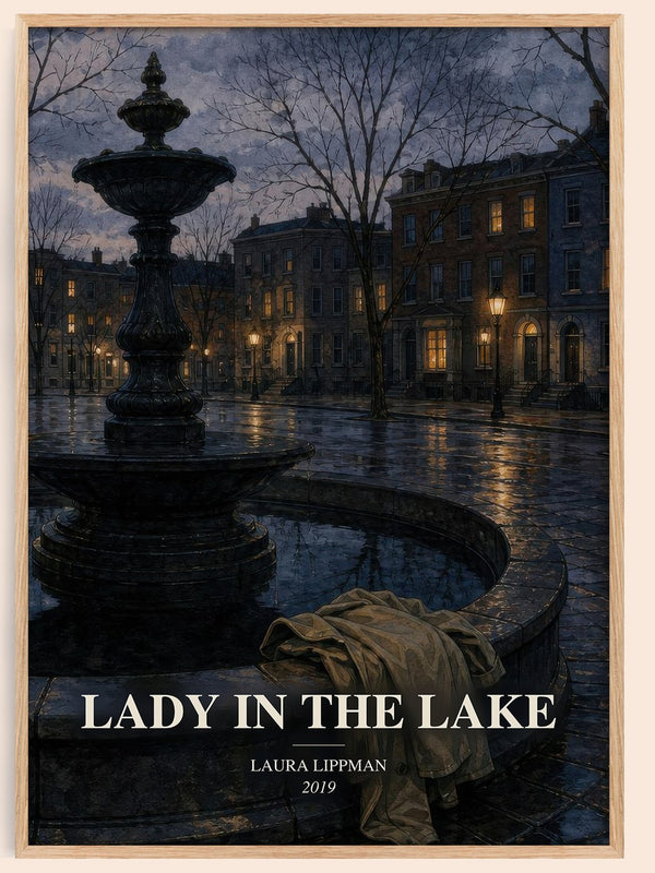 Lady in the Lake watercolour book poster by Laura Lippman – framed literary art print