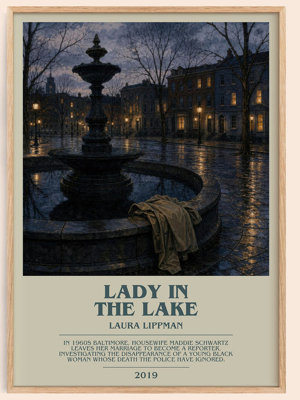 Lady in the Lake bookish book poster by Laura Lippman – framed literary art print