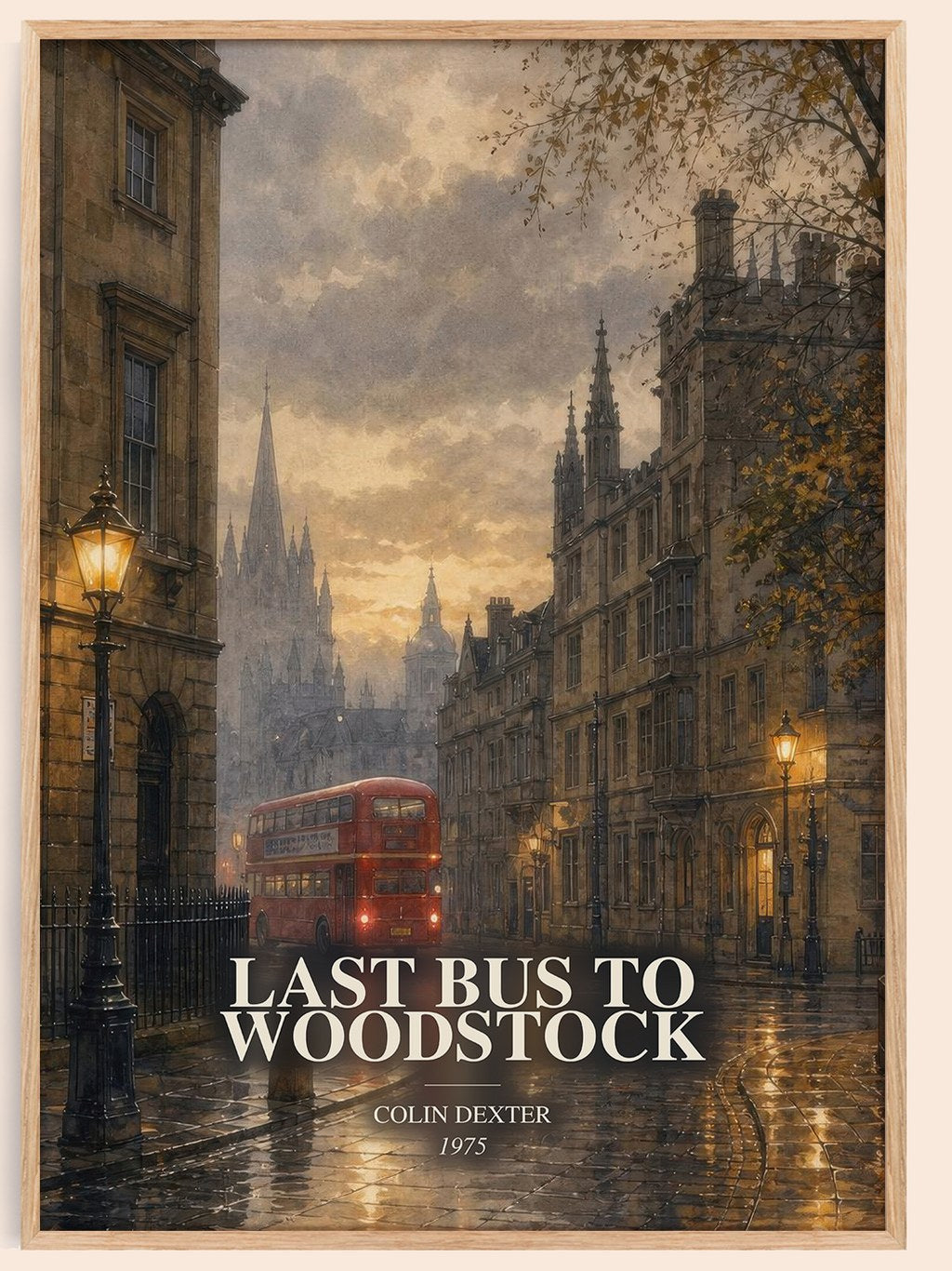 Last Bus to Woodstock watercolour book poster by Colin Dexter – framed literary art print