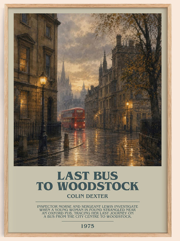 Last Bus to Woodstock bookish book poster by Colin Dexter – framed literary art print