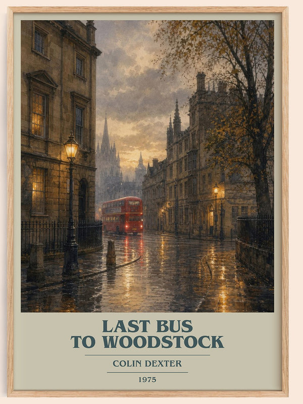 Last Bus to Woodstock book cover book poster by Colin Dexter – framed literary art print