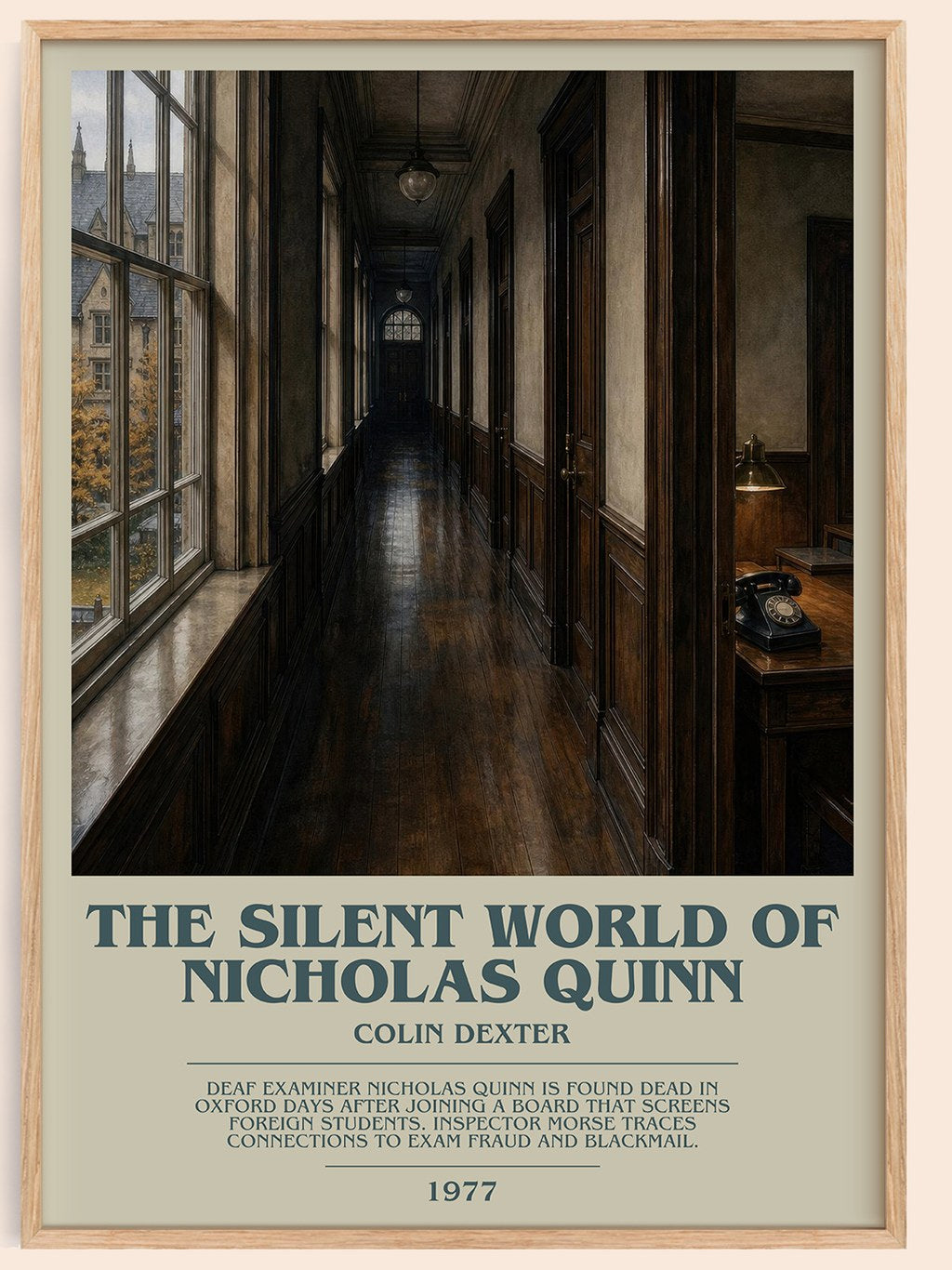 The Silent World of Nicholas Quinn bookish book poster by Colin Dexter – framed literary art print