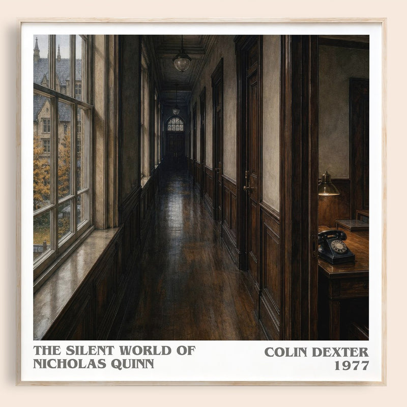 The Silent World of Nicholas Quinn literary book poster by Colin Dexter – framed literary art print