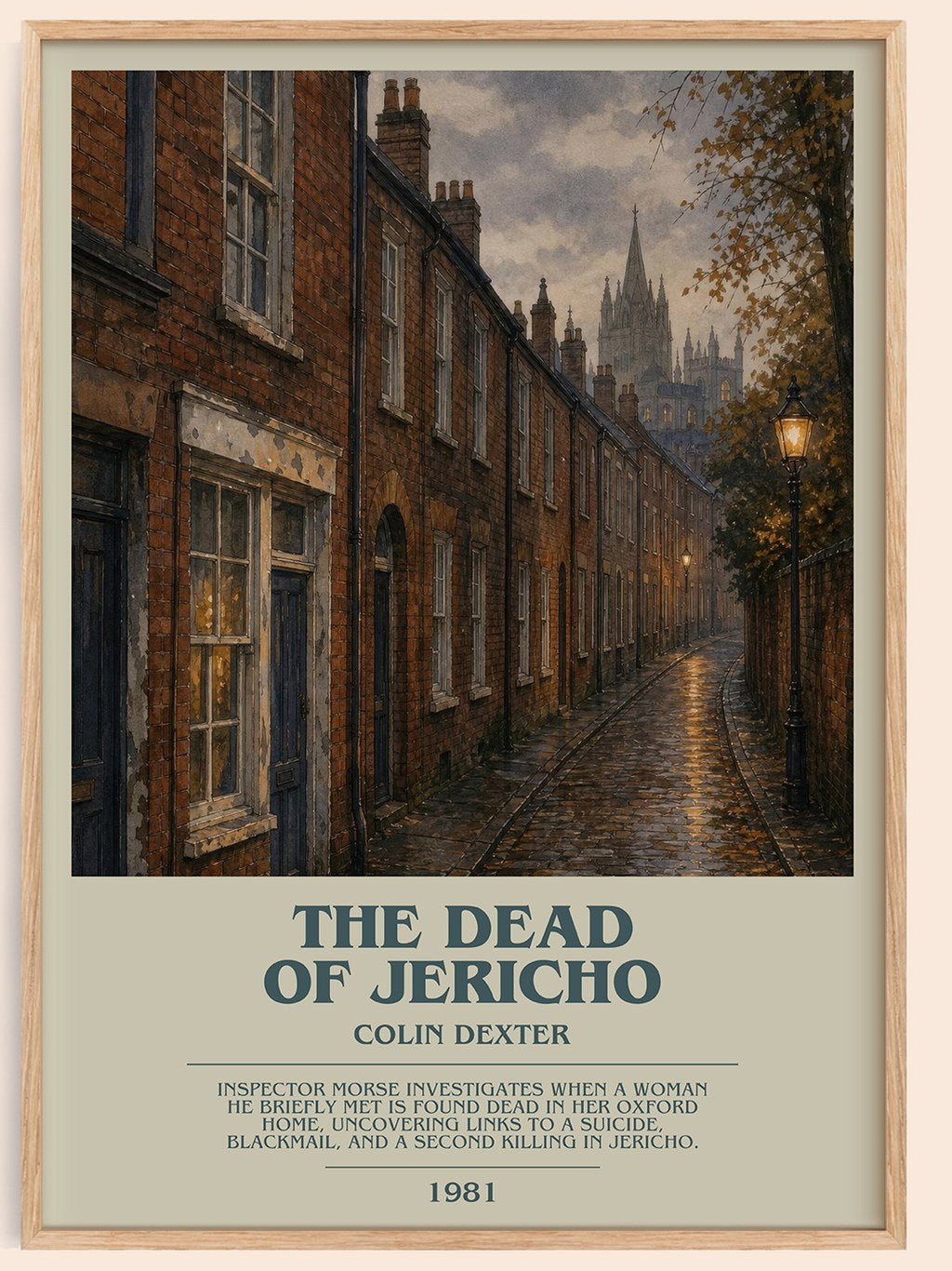 The Dead of Jericho bookish book poster by Colin Dexter – framed literary art print