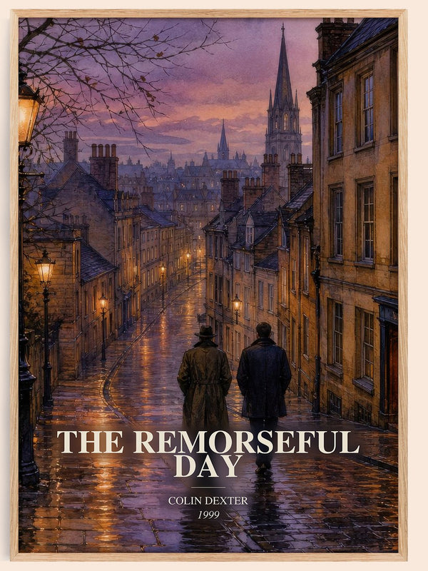 The Remorseful Day watercolour book poster by Colin Dexter – framed literary art print
